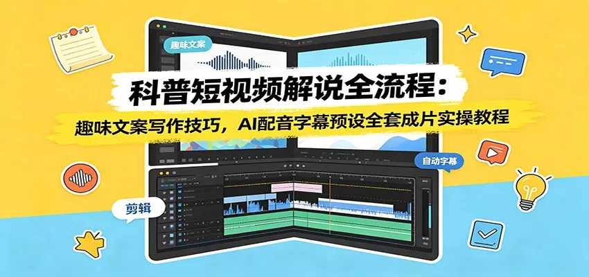 科普短视频解说全流程：趣味文案写作技巧，AI配音字幕预设全套成片实操教程客创社区-专注互联网轻资产资源整合与分享客创社区-专注互联网轻资产资源整合与分享