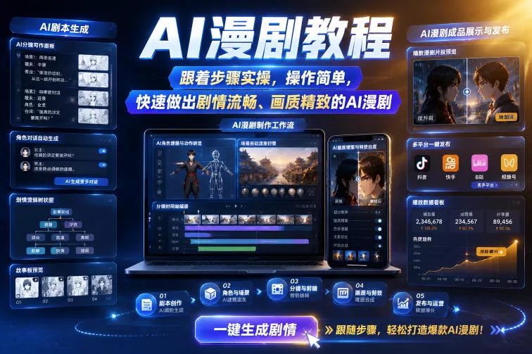 AI漫剧教程，跟着步骤实操，操作简单，快速做出剧情流畅、画质精致的AI漫剧客创社区-专注互联网轻资产资源整合与分享客创社区-专注互联网轻资产资源整合与分享