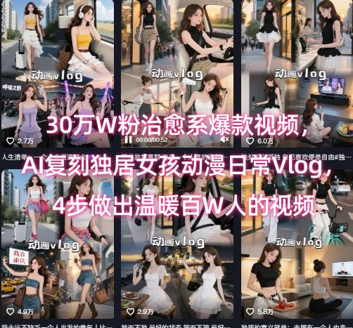 30万W粉治愈系爆款视频，AI复刻独居女孩动漫日常Vlog，4步做出温暖百W人的视频-客创社 - 专注互联网轻资产创业及网络项目资源整合与分享客创社-免费且强大的项目分享网站！