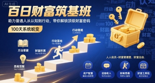 百日财富筑基班，助力普通人从认知到行动，带你解锁顶级财富密码-客创社 - 专注互联网轻资产创业及网络项目资源整合与分享客创社-免费且强大的项目分享网站！