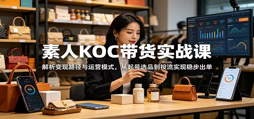 素人KOC带货实战课：解析变现路径与运营模式，从起号选品到投流实现稳步出单-鱼见海资源网-免费PHP网站源码模板,插件软件网创AI智能体资源分享平台！