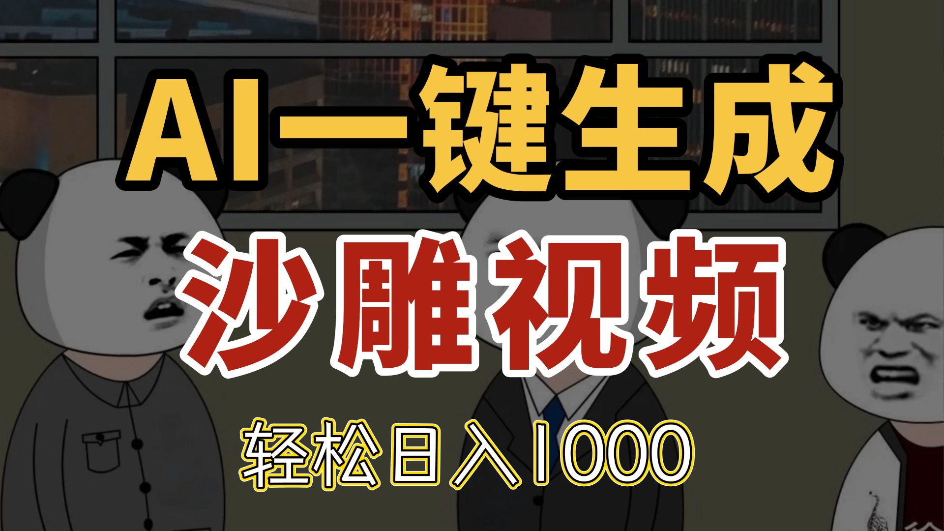 AI一键生成沙雕视频，一条视频千万播放，轻松日入1000-客创社 - 专注互联网轻资产创业及网络项目资源整合与分享客创社-免费且强大的项目分享网站！