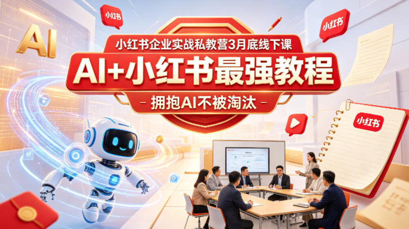 小红书企业实战私教营3月底线下课，AI+小红书最强教程，拥抱AI不被淘汰客创社区-专注互联网轻资产资源整合与分享客创社区-专注互联网轻资产资源整合与分享
