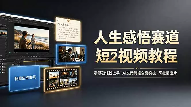 人生感悟赛道短视频教程，零基础轻松上手，AI文案剪辑全套实操可批量出片客创社区-专注互联网轻资产资源整合与分享客创社区-专注互联网轻资产资源整合与分享