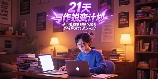 （15204期）21天写作蜕变计划，从下笔困难到爆文创作，系统掌握变现方法论-客创社 - 专注互联网轻资产创业及网络项目资源整合与分享客创社-免费且强大的项目分享网站！