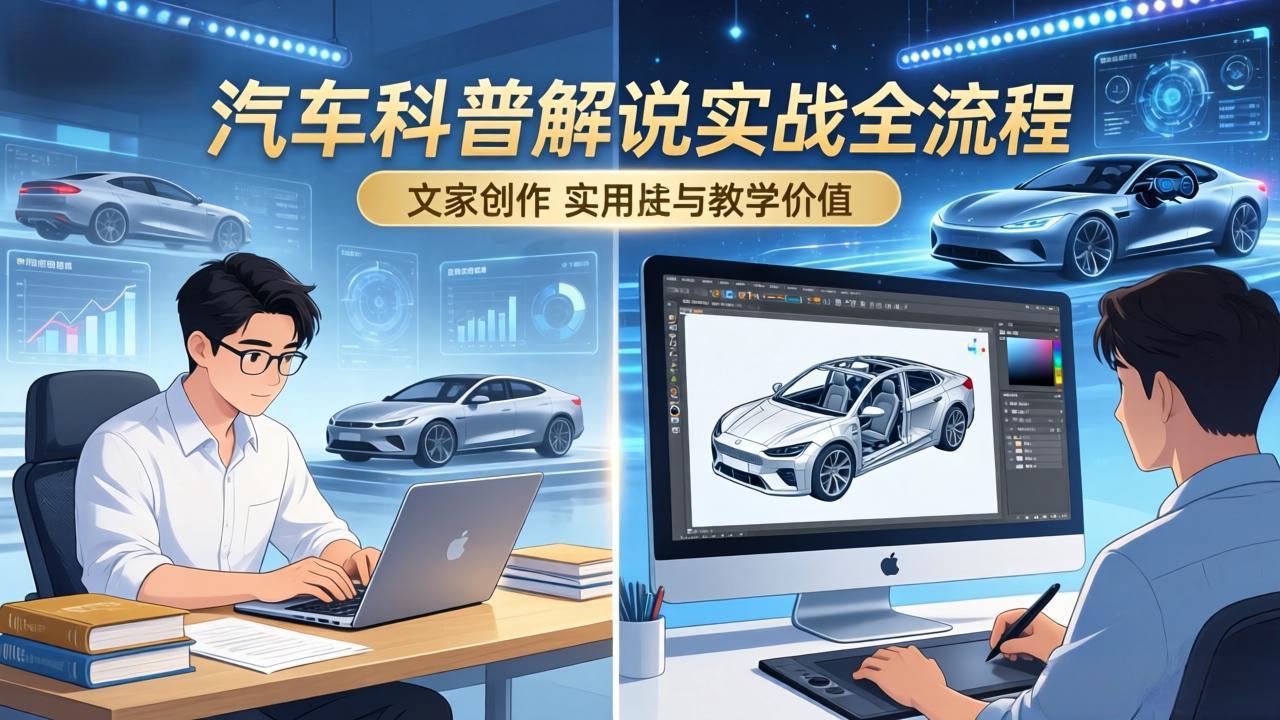 抖音汽车科普解说实战：文案+动画+画面处理+去水印全流程，打造专业汽车科普视频客创社区-专注互联网轻资产资源整合与分享客创社区-专注互联网轻资产资源整合与分享