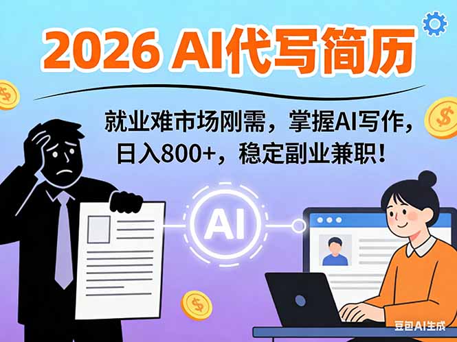 AI代写简历，超暴利，用万能模板月入1-3万实战教程，2026年市场刚需！ | 鱼见海科技-鱼见海资源网-免费PHP网站源码模板,插件软件网创AI智能体资源分享平台！