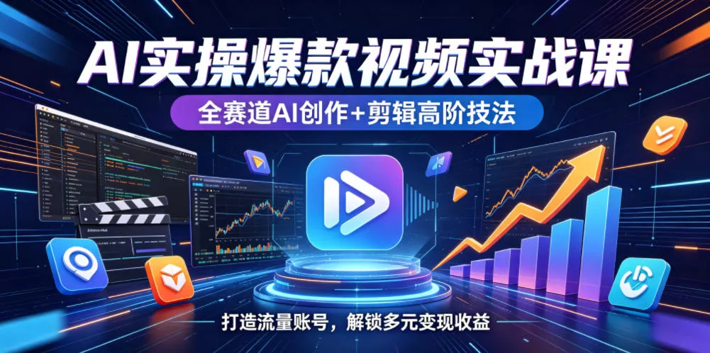 AI实操爆款视频实战课，全赛道AI创作+剪辑高阶技法，打造流量账号，解锁多元变现收益客创社区-专注互联网轻资产资源整合与分享客创社区-专注互联网轻资产资源整合与分享