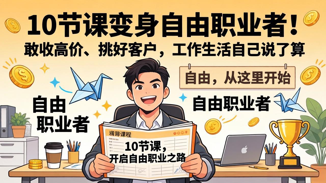 10 节课变身自由职业者！敢收高价、挑好客户，工作生活自己说了算客创社区-专注互联网轻资产资源整合与分享客创社区-专注互联网轻资产资源整合与分享