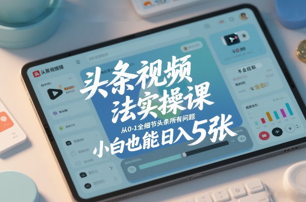 头条视频玩法实操课，从0-1全细节头条所有问题，小白也能日入5张客创社区-专注互联网轻资产资源整合与分享客创社区-专注互联网轻资产资源整合与分享