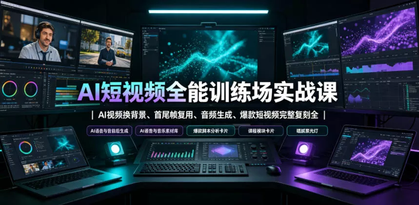AI短视频全能训练场实战课｜AI视频换背景、首尾帧复用、音频生成、爆款短视频完整复刻全套实操教学客创社区-专注互联网轻资产资源整合与分享客创社区-专注互联网轻资产资源整合与分享