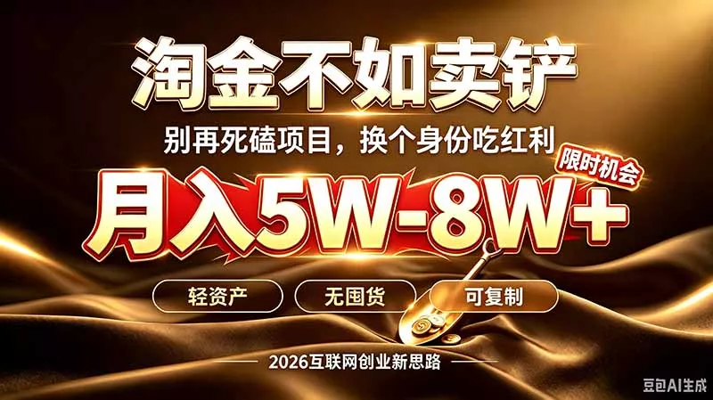 别再傻乎乎埋头跑项目！互联网真正赚钱逻辑：做卖铲人，拒绝当韭菜，逆风翻盘月入5-8W+-鱼见海资源网-免费PHP网站源码模板,插件软件网创AI智能体资源分享平台！