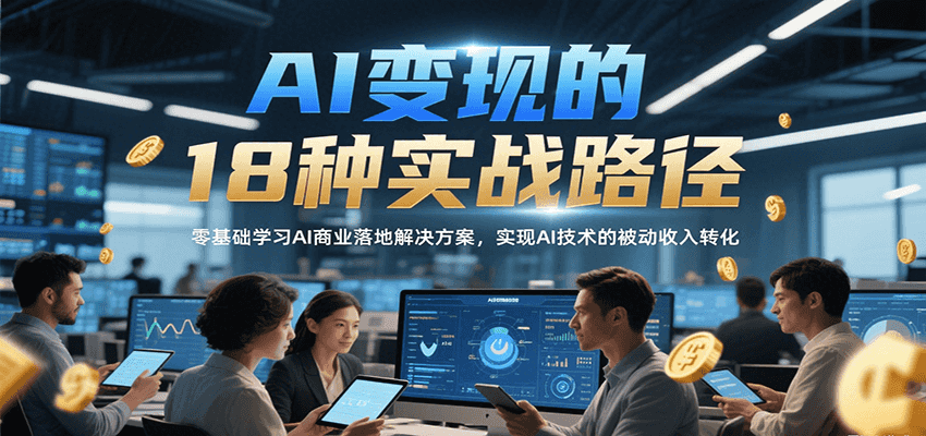 AI变现的18种实战路径，零基础学习AI商业落地解决方案，实现AI技术的被动收入转化-客创社 - 专注互联网轻资产创业及网络项目资源整合与分享客创社-免费且强大的项目分享网站！