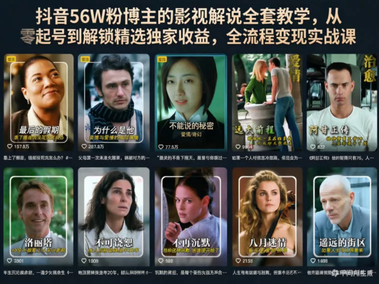 抖音56W粉博主的影视解说全套教学，从零起号到解锁精选独家收益，全流程变现实战课客创社区-专注互联网轻资产资源整合与分享客创社区-专注互联网轻资产资源整合与分享