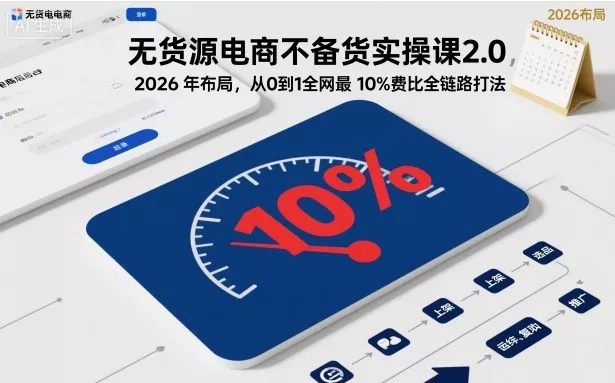 无货源电商不备货实操课2.0，2026年布局，从0到1全网最低10%费比全链路打法【更新26年5月19日】 《鱼见海科技》-鱼见海资源网-免费PHP网站源码模板,插件软件网创AI智能体资源分享平台！