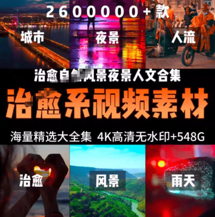 氛围感3W+海量高清剪辑实况素材，含雨天、雪天、夜景、街道等经典