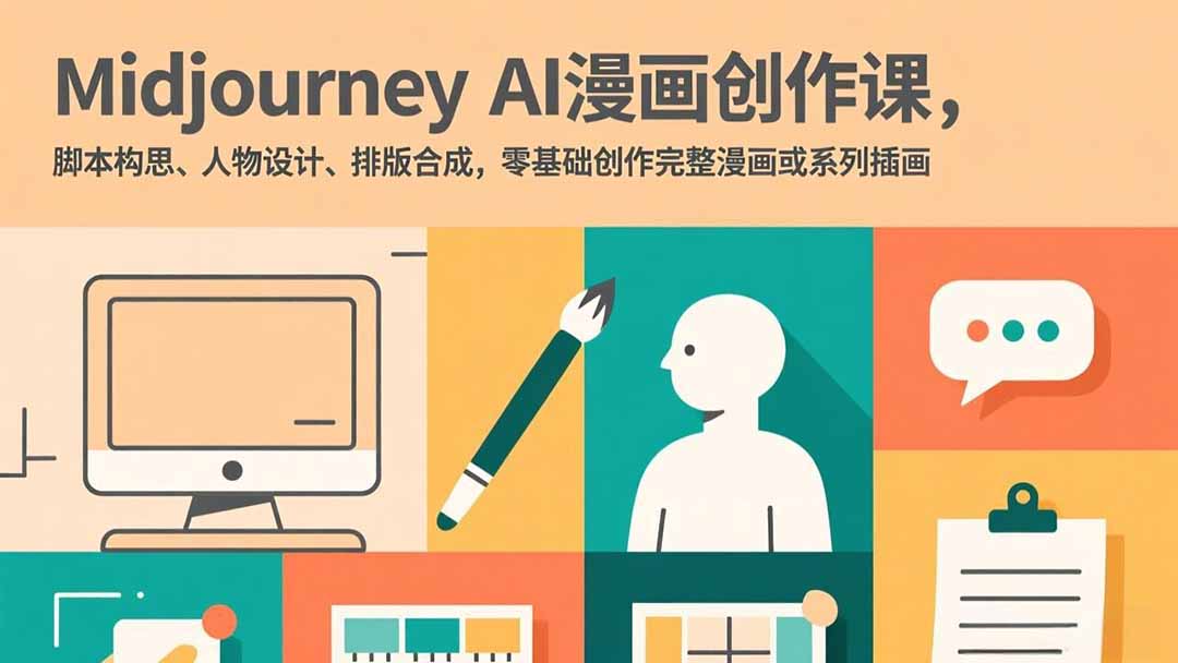 Midjourney AI漫画创作课，脚本构思、人物设计、排版合成，零基础创作完整漫画或系列插画客创社区-专注互联网轻资产资源整合与分享客创社区-专注互联网轻资产资源整合与分享