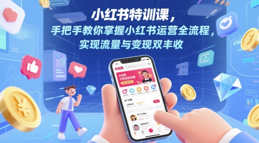小红书特训课，手把手教你掌握小红书运营全流程，实现流量与变现双丰收-客创社 - 专注互联网轻资产创业及网络项目资源整合与分享客创社-免费且强大的项目分享网站！