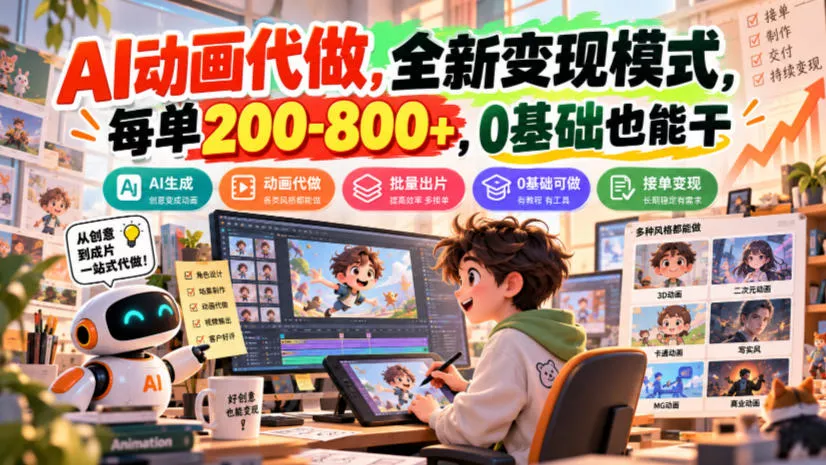AI动画代做，全新变现模式，每单200-800+，0基础也能干【揭秘】星享资源网HS游戏库