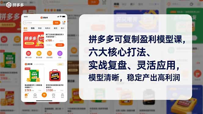 拼多多可复制盈利模型课，六大核心打法、实战复盘、灵活应用，模型清晰，稳定产出高利润客创社区-专注互联网轻资产资源整合与分享客创社区-专注互联网轻资产资源整合与分享