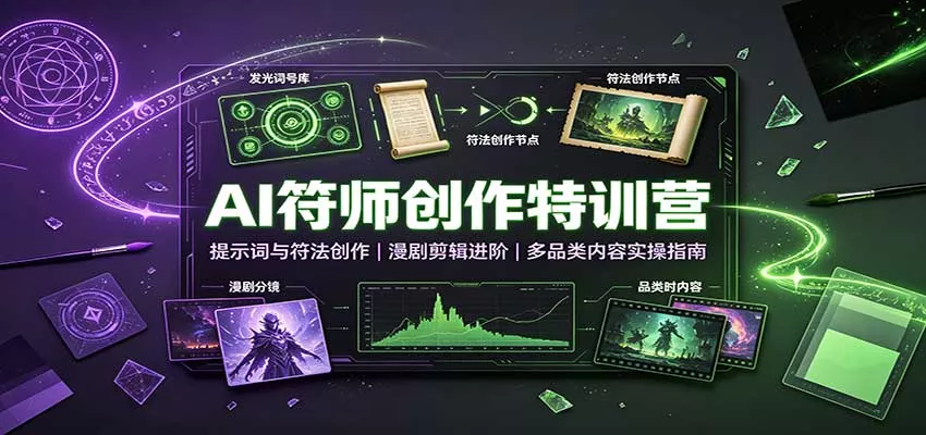 AI符师创作特训营：提示词与符法创作，漫剧剪辑进阶，多品类内容实操指南 《鱼见海科技》-鱼见海资源网-免费PHP网站源码模板,插件软件网创AI智能体资源分享平台！