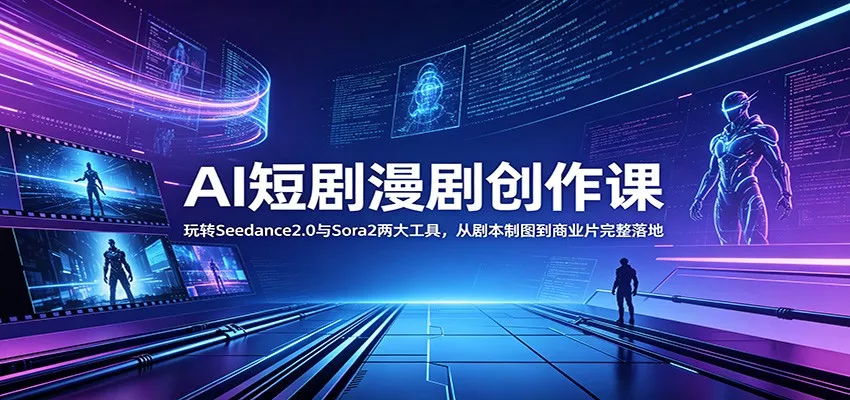 AI短剧漫剧创作课：玩转Seedance2.0与 Sora2两大工具，从剧本制图到商业片完整落地 《鱼见海科技》-鱼见海资源网-免费PHP网站源码模板,插件软件网创AI智能体资源分享平台！