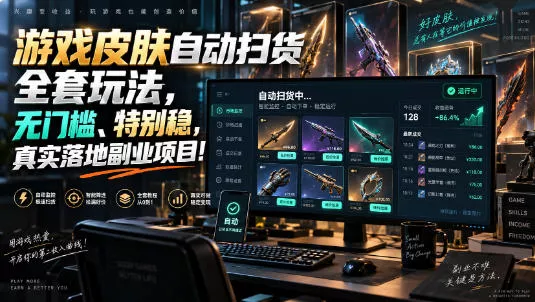 游戏皮肤自动扫货全套玩法，无门槛、特别稳，真实落地副业项目！【揭秘】-鱼见海资源网-免费PHP网站源码模板,插件软件网创AI智能体资源分享平台！