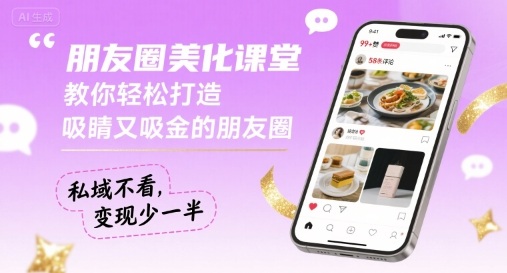 朋友圈美化课堂，教你轻松打造，吸睛又吸金的朋友圈，私域不看，变现少一半-客创社 - 专注互联网轻资产创业及网络项目资源整合与分享客创社-免费且强大的项目分享网站！