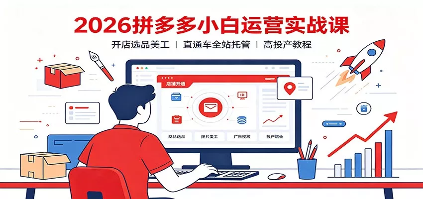 2026拼多多小白运营实战课：开店选品美工，直通车全站托管高投产教程客创社区-专注互联网轻资产资源整合与分享客创社区-专注互联网轻资产资源整合与分享