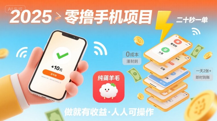 2025年零撸手机项目，二十秒一单，纯薅羊毛 一天2张+做就有-客创社 - 专注互联网轻资产创业及网络项目资源整合与分享客创社-免费且强大的项目分享网站！