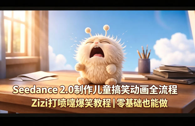 Seedance 2.0制作儿童搞笑动画全流程Zizi打喷嚏爆笑教程｜零基础也能做-鱼见海资源网-免费PHP网站源码模板,插件软件网创AI智能体资源分享平台！
