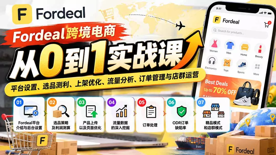 Fordeal跨境电商从0到1实战课：平台设置、选品测利、上架优