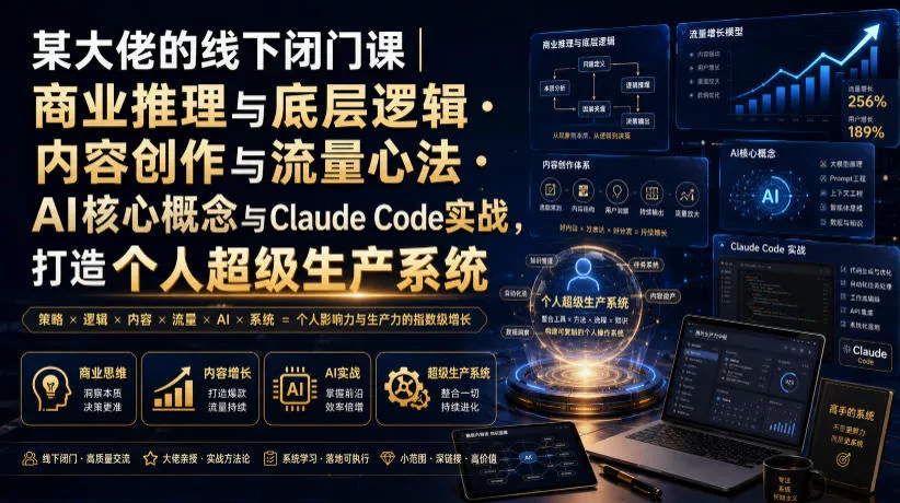 某大佬的线下闭门课｜商业推理与底层逻辑・内容创作与流量心法・AI核心概念与Claude Code实战，打造个人超级生产系统【录音+图片】客创社区-专注互联网轻资产资源整合与分享客创社区-专注互联网轻资产资源整合与分享