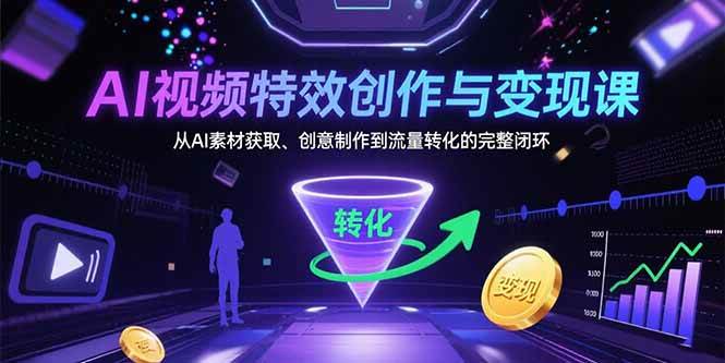 （15587期）AI视频特效创作与变现课：从AI素材获取、创意制作到流量转化的完整闭环-客创社 - 专注互联网轻资产创业及网络项目资源整合与分享客创社-免费且强大的项目分享网站！