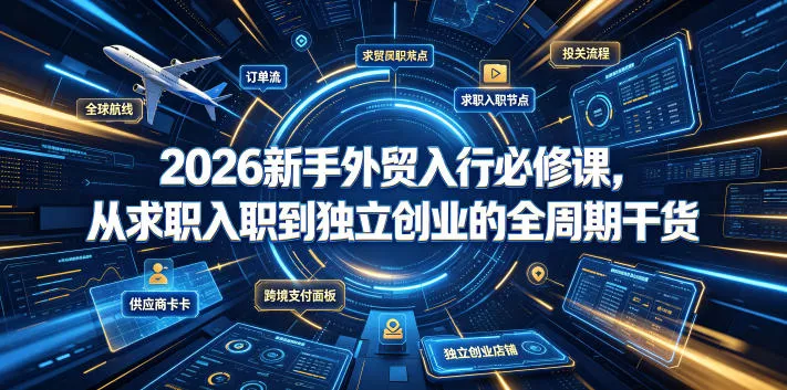 2026新手外贸入行必修课，从求职入职到独立创业的全周期干货星享资源网星享资源网