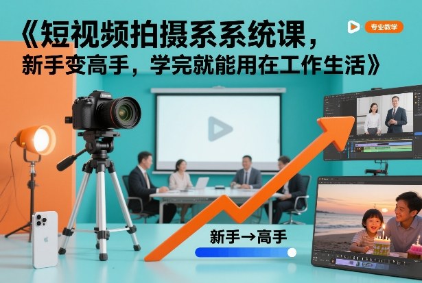 短视频拍摄系统课，新手变高手，学完就能用在工作生活客创社区-专注互联网轻资产资源整合与分享客创社区-专注互联网轻资产资源整合与分享