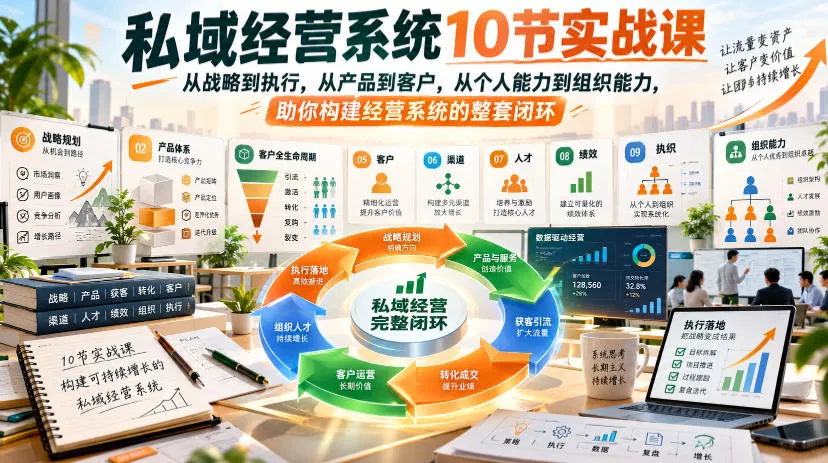 私域经营系统10节实战课，从战略到执行，从产品到客户，从个人能力到组织能力，助你构建经营系统的整套闭环 《鱼见海科技》-鱼见海资源网-免费PHP网站源码模板,插件软件网创AI智能体资源分享平台！