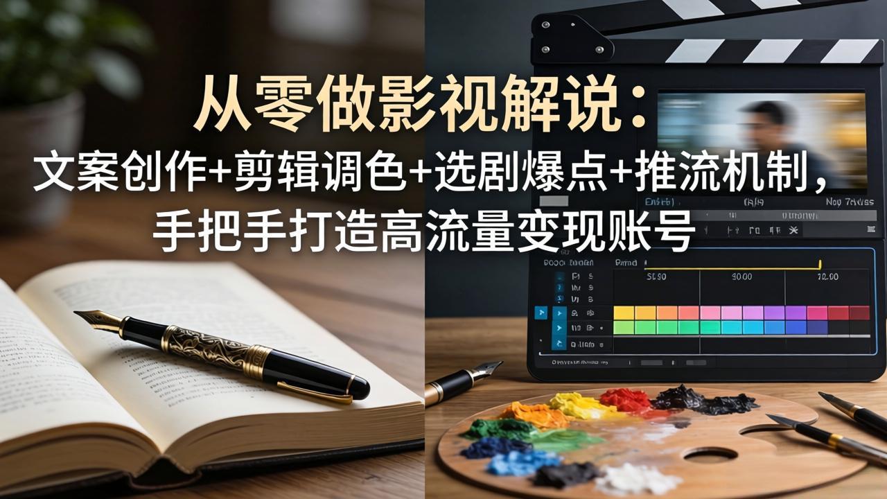 从零做影视解说：文案创作+剪辑调色+选剧爆点+推流机制，手把手打造高流量变现账号客创社区-专注互联网轻资产资源整合与分享客创社区-专注互联网轻资产资源整合与分享