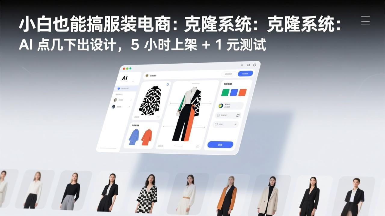 小白也能搞服装电商：克隆系统：AI 点几下出设计，5 小时上架 + 1 元测试-鱼见海资源网-免费PHP网站源码模板,插件软件网创AI智能体资源分享平台！