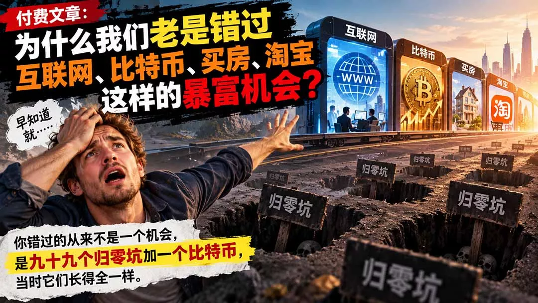 付费文章：为什么我们老是错过互联网、比特币、买 房、淘宝这样的暴