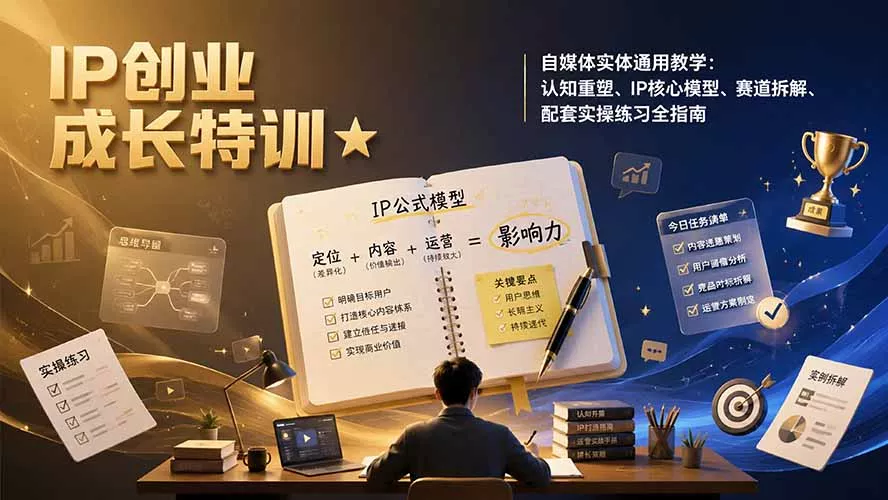 IP创业成长特训★自媒体实体通用教学：认知重塑、IP核心模型、赛