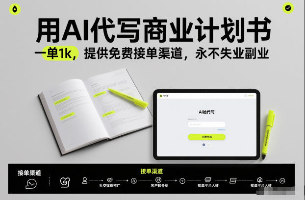 用AI代写商业计划书，一单1k，提供免费接单渠道，永不失业副业客创社区-专注互联网轻资产资源整合与分享客创社区-专注互联网轻资产资源整合与分享