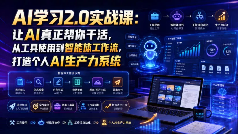 AI学习2.0实战课：让AI真正帮你干活，从工具使用到智能体工作流，打造个人AI生产力系统客创社区-专注互联网轻资产资源整合与分享客创社区-专注互联网轻资产资源整合与分享