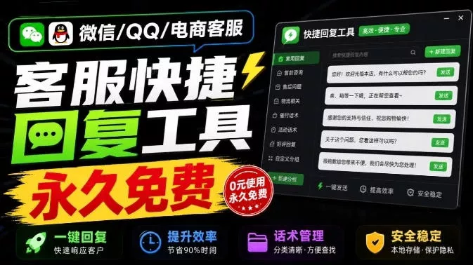 微信/QQ/电商客服快捷回复工具，支持多平台话术库与一键发送，长期免费，使用简单！易歪歪 《鱼见海科技》-鱼见海资源网-免费PHP网站源码模板,插件软件网创AI智能体资源分享平台！
