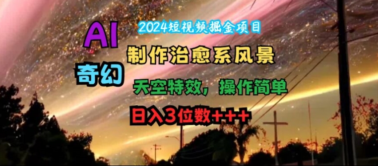 2024短视频掘金项目，AI制作治愈系风景，奇幻天空特效，操作简单，日入3位数【揭秘】客创社 - 专注互联网轻资产创业及网络项目资源整合与分享客创社 - 专注互联网轻资产创业及网络项目资源整合与分享