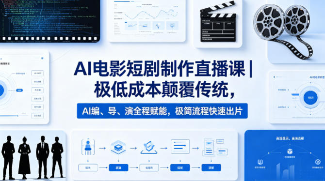 AI电影短剧制作直播课｜极低成本颠覆传统，AI编、导、演全程赋能，极简流程快速出片客创社区-专注互联网轻资产资源整合与分享客创社区-专注互联网轻资产资源整合与分享