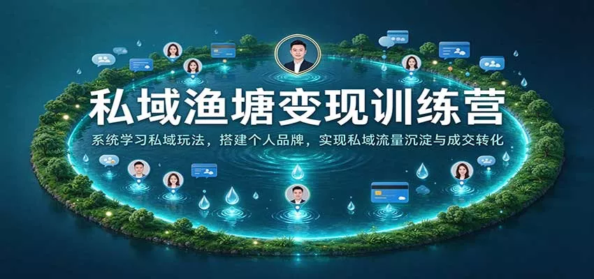 私域渔塘变现训练营：系统学习私域玩法，搭建个人品牌，实现私域流量沉淀与成交转化客创社区-专注互联网轻资产资源整合与分享客创社区-专注互联网轻资产资源整合与分享