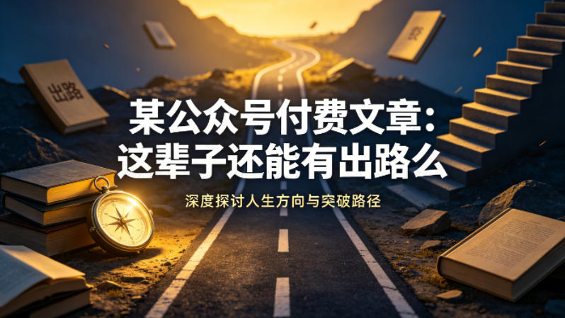 某公众号付费文章：这辈子还能有出路么-鱼见海资源网-免费PHP网站源码模板,插件软件网创AI智能体资源分享平台！
