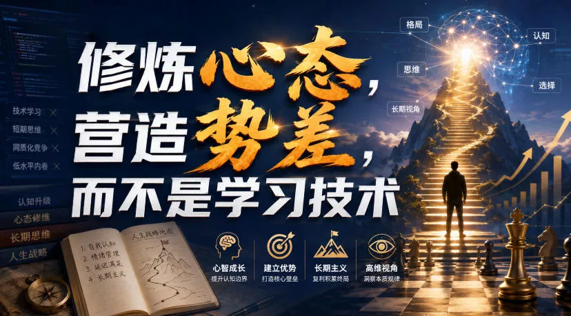 付费文章：修炼心态，营造势差，而不是学习技术客创社区-专注互联网轻资产资源整合与分享客创社区-专注互联网轻资产资源整合与分享