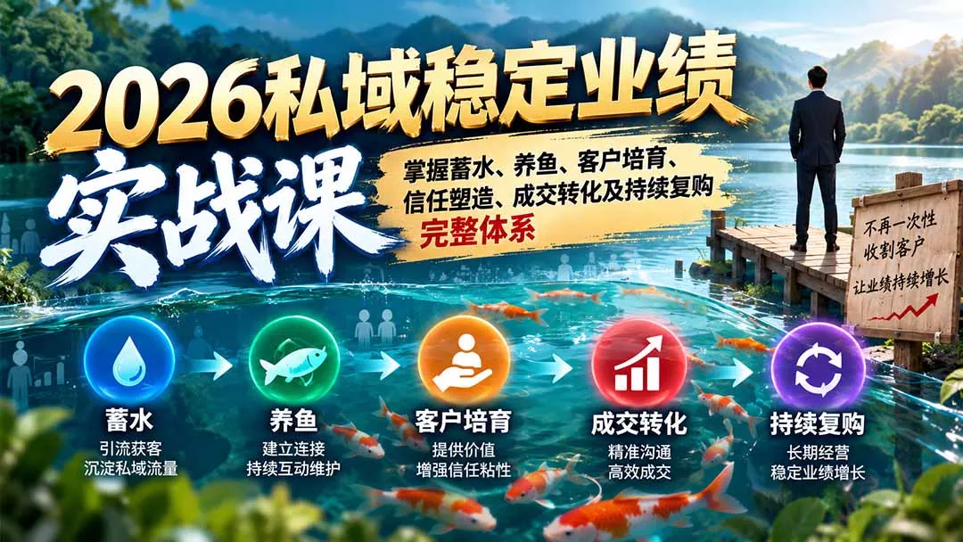 2026私域稳定业绩实战课：掌握蓄水、养鱼、客户培育、信任塑造、